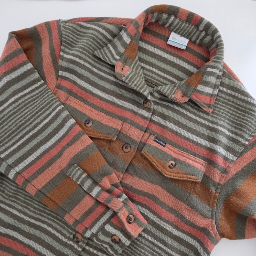 Columbia Men's Striped Flannel Shirt Jacket Button Up Size S